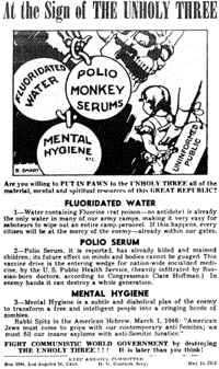 Flier issued in May 1955 by the Keep America Committee urging readers to "fight communistic world government" by opposing public health programs